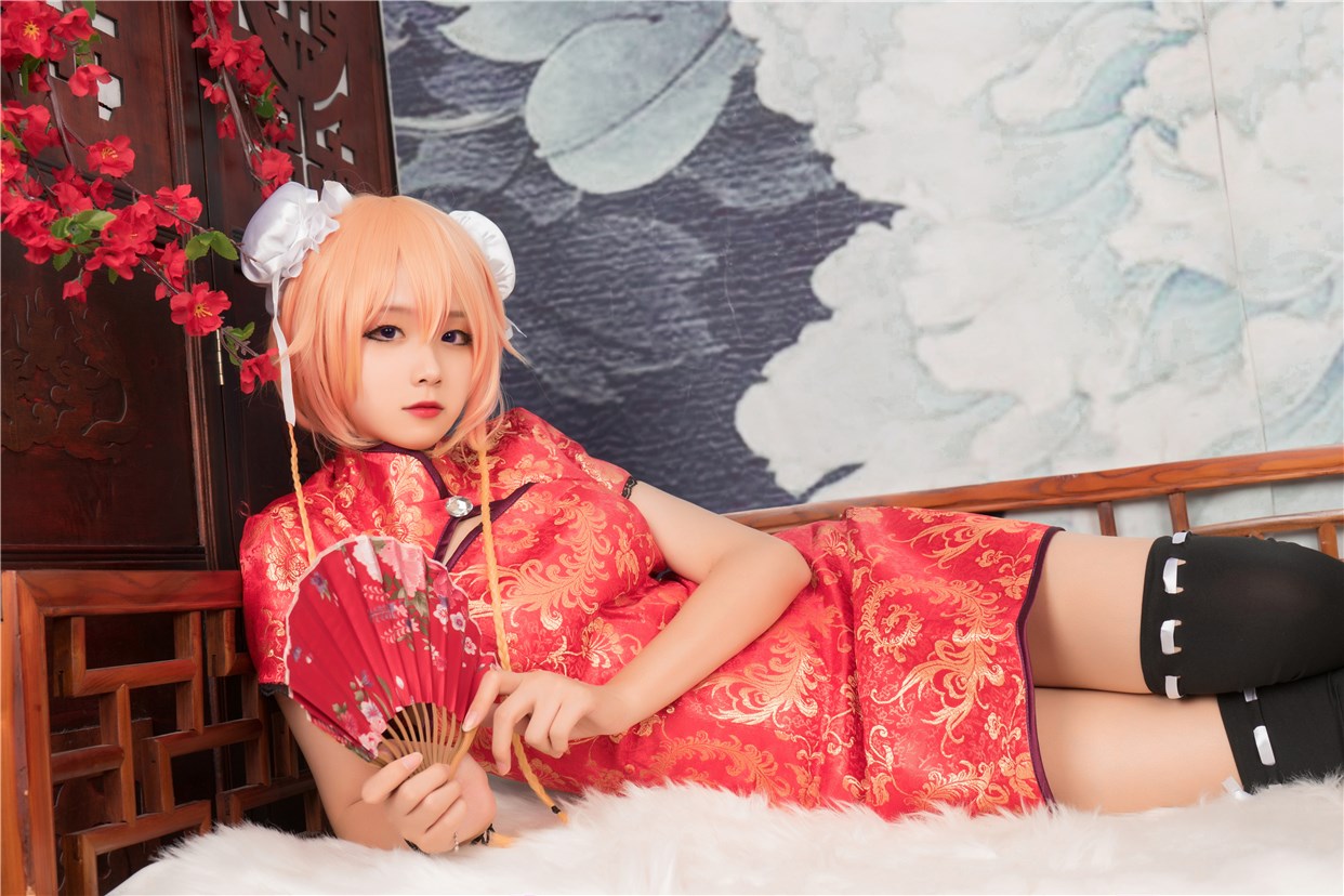 Rabbit playing with red cheongsam(38)